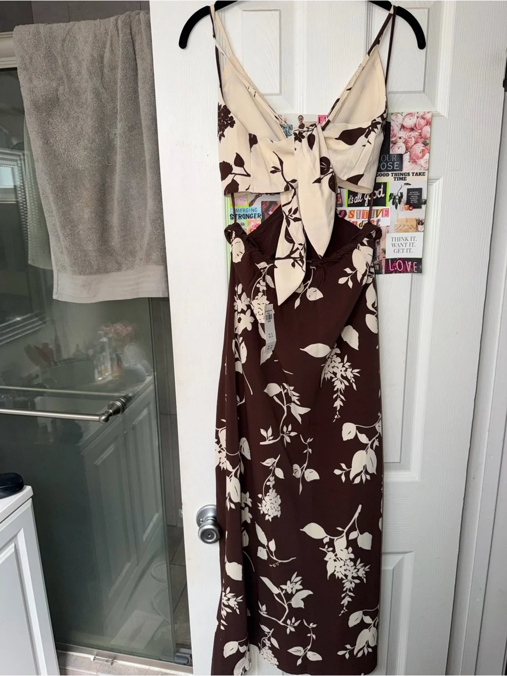 Abercrombie & Fitch The Julia Slip Cutout Maxi dress Brown and Cream Floral